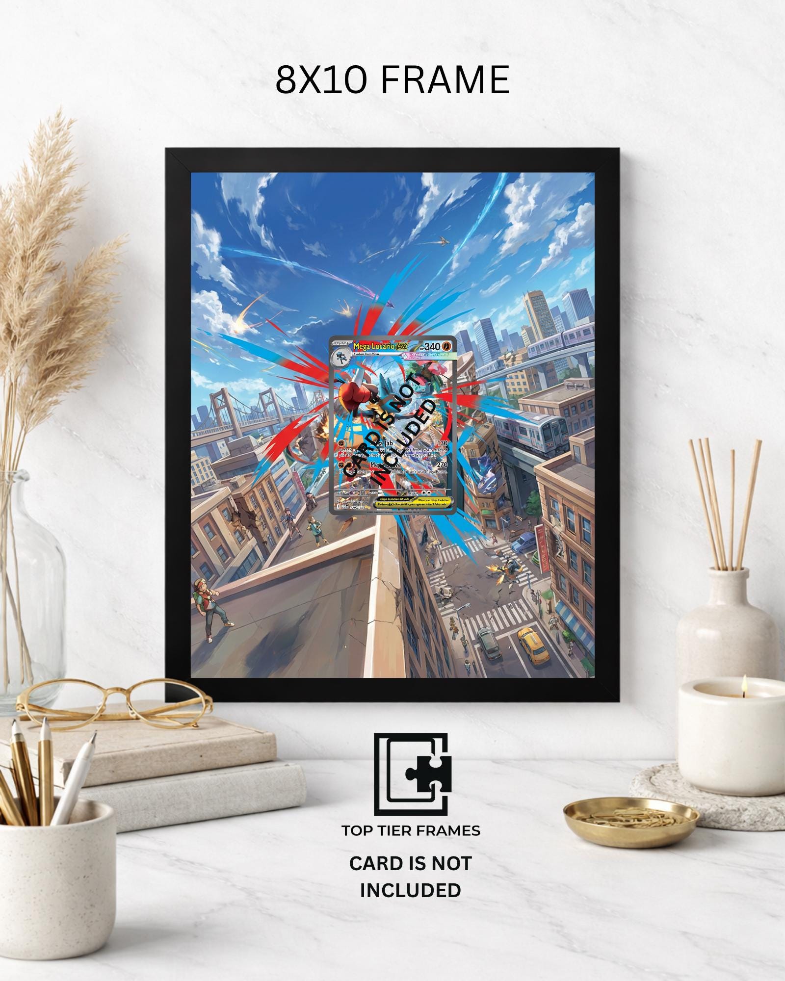 Mega Lucario Ex #179/132 Pokémon TCG card display frame - extended art wall decor