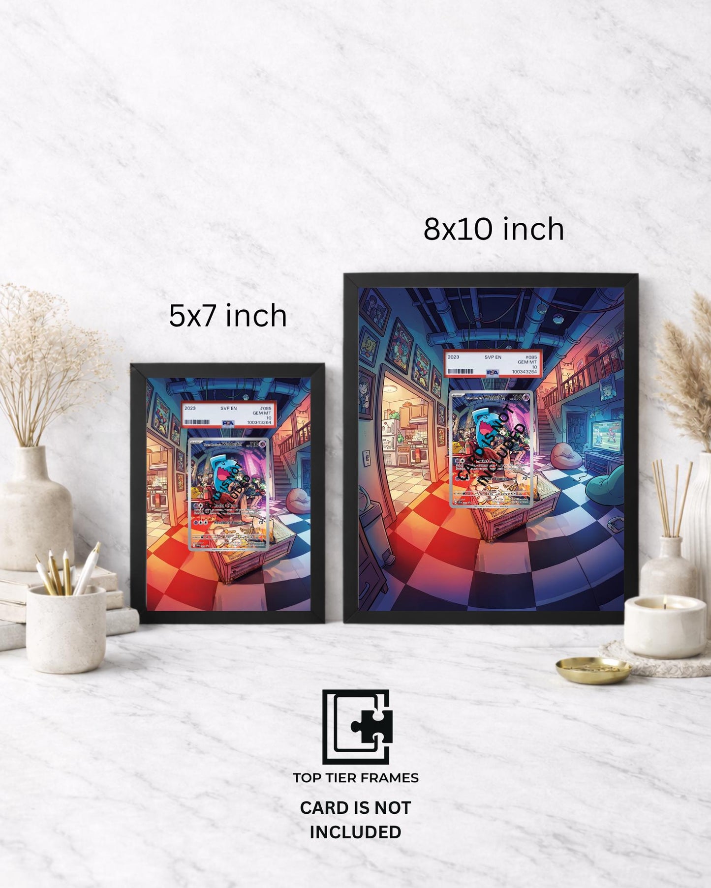 Premium Display Frame for Team Rocket's Wobbuffet #203 | Compatible with Scarlet Violet Promo  | 8x10 & 5x7 Graded Slab or Raw Card Showcase