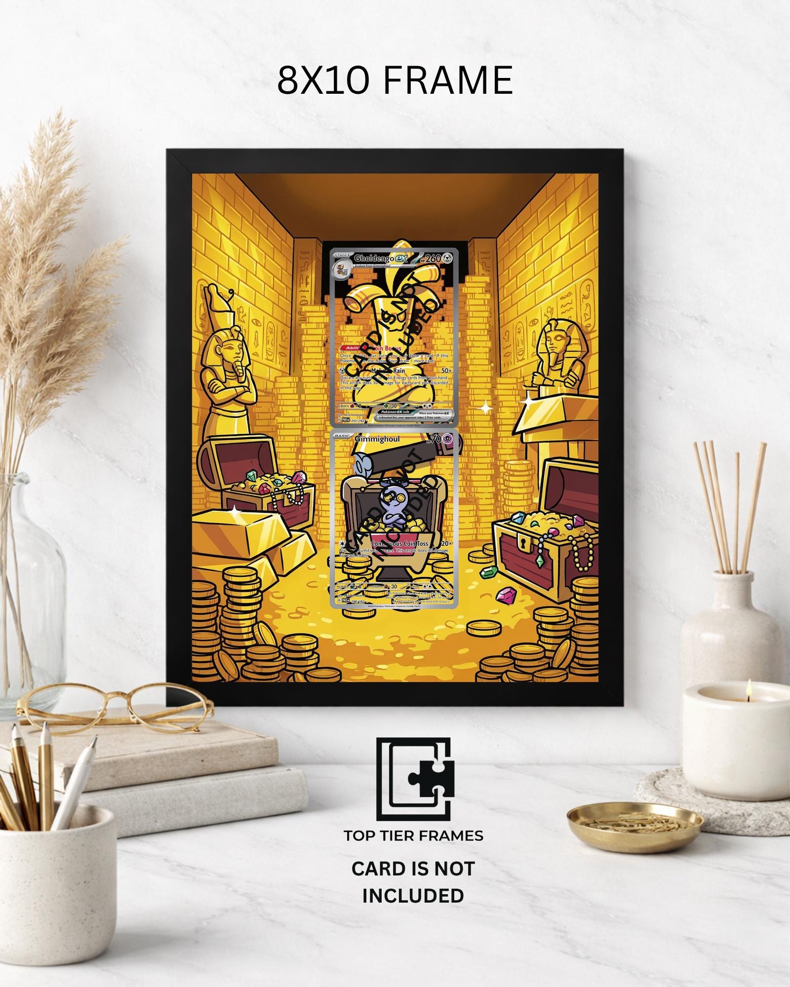 Gholdengo ex #252 and Gimmighoul #198 Pokémon TCG card display frame - extended art wall decor