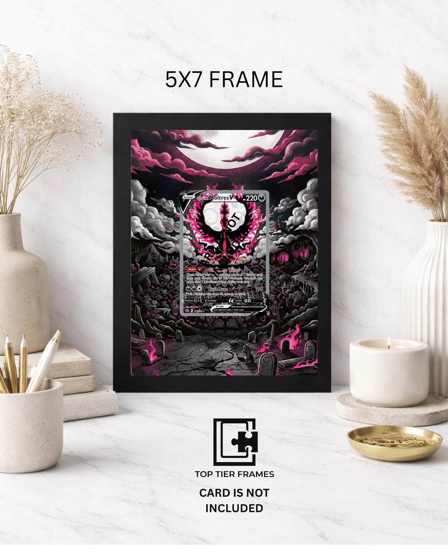 Premium Frame for Galarian Moltres V #177 From Pokemon Chilling Reign | 8x10 / 5x7 Graded Slab or Raw Card Display | Extended Art Wall Decor