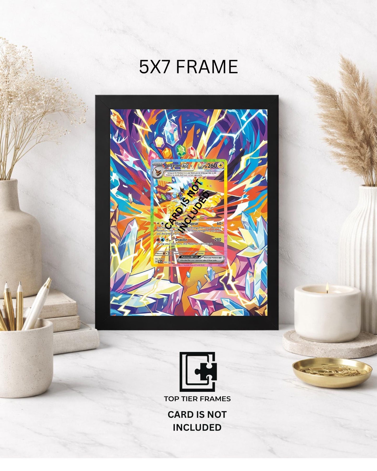 Premium Frame for Jolteon from Prismatic Evolutions | 8x10 / 5x7 Graded Slab or Raw Card Display | Extended Art Wall Decor