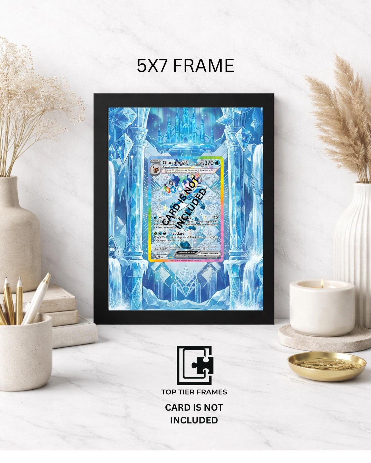 Premium Frame for Glaceon from Prismatic Evolutions | 8x10 / 5x7 Graded Slab or Raw Card Display | Extended Art Wall Decor