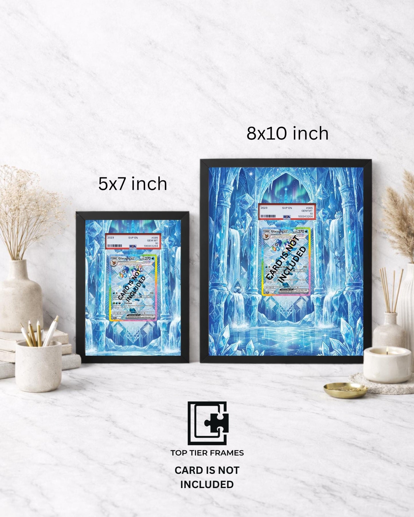 Premium Frame for Glaceon from Prismatic Evolutions | 8x10 / 5x7 Graded Slab or Raw Card Display | Extended Art Wall Decor