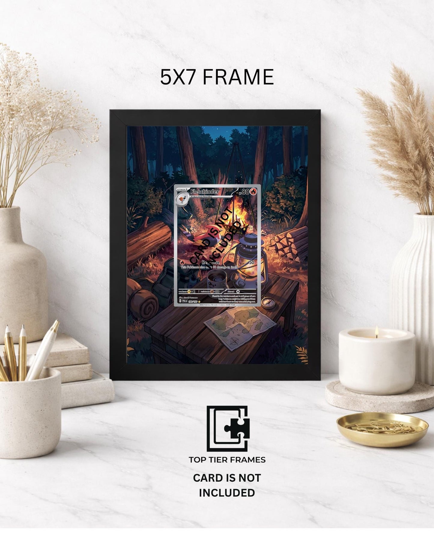 Extended Art Display Frame for Pokémon TCG | Fletchinder #199 Accessory | Graded Slab & Magnetic Case Holder