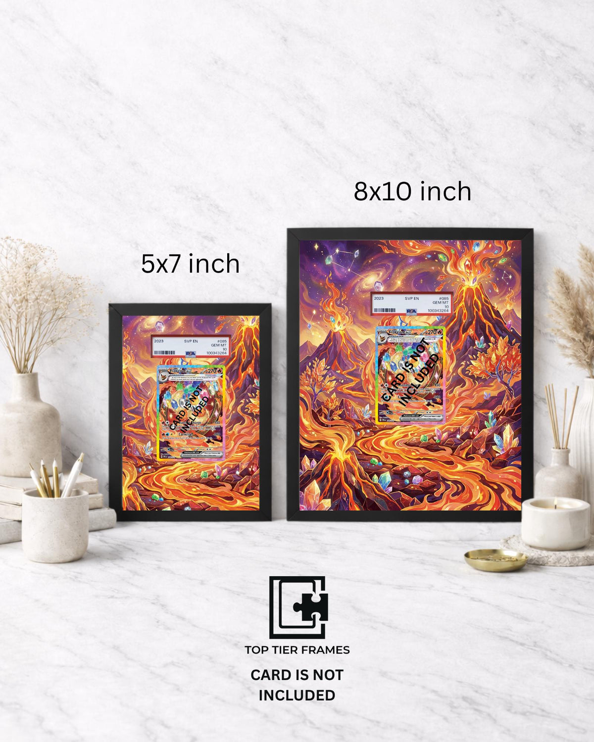 Art Display Frame for Flareon ex | Prismatic Volcano Gallery Showcase | Accessory for Pokemon TCG