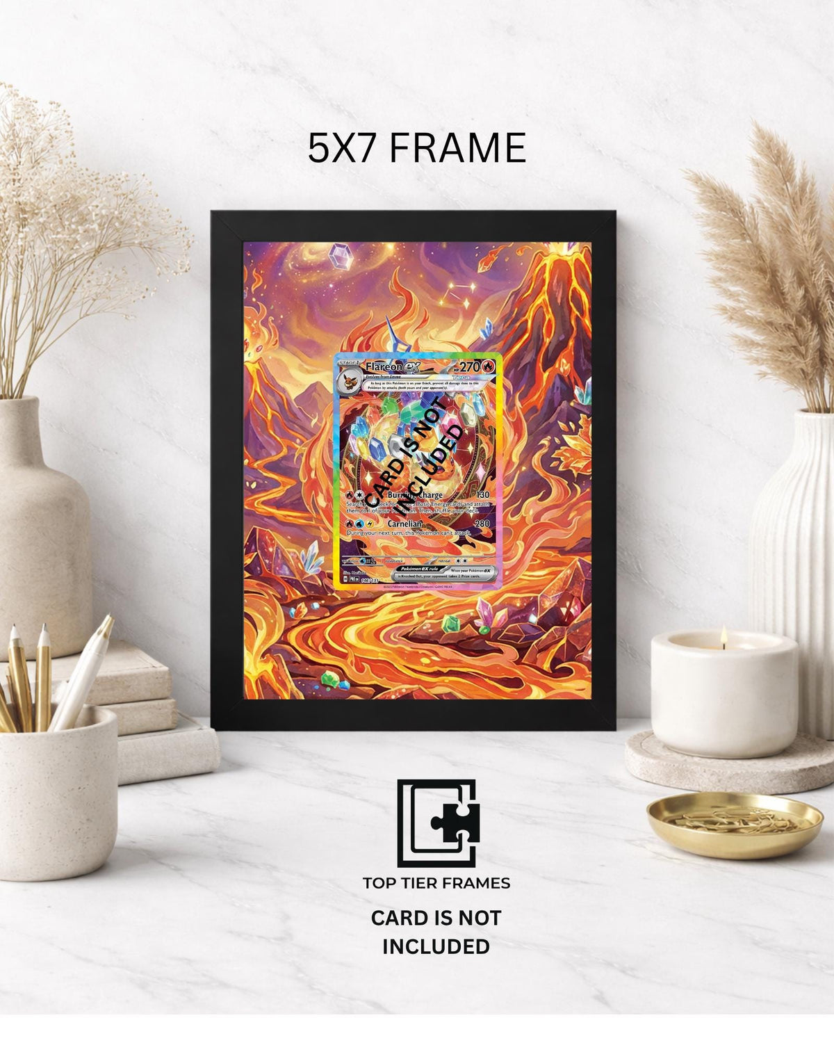 Art Display Frame for Flareon ex | Prismatic Volcano Gallery Showcase | Accessory for Pokemon TCG