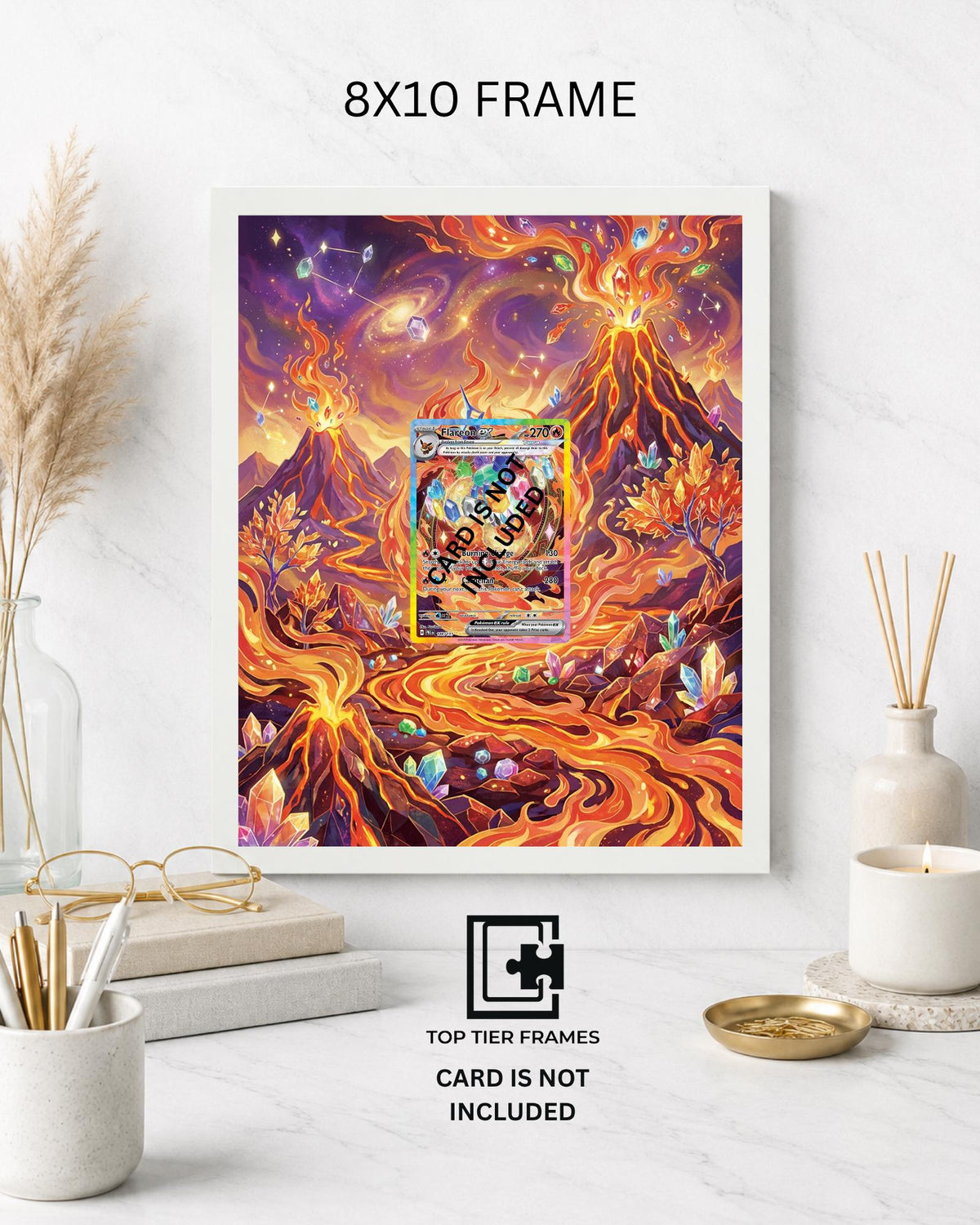 Art Display Frame for Flareon ex | Prismatic Volcano Gallery Showcase | Accessory for Pokemon TCG