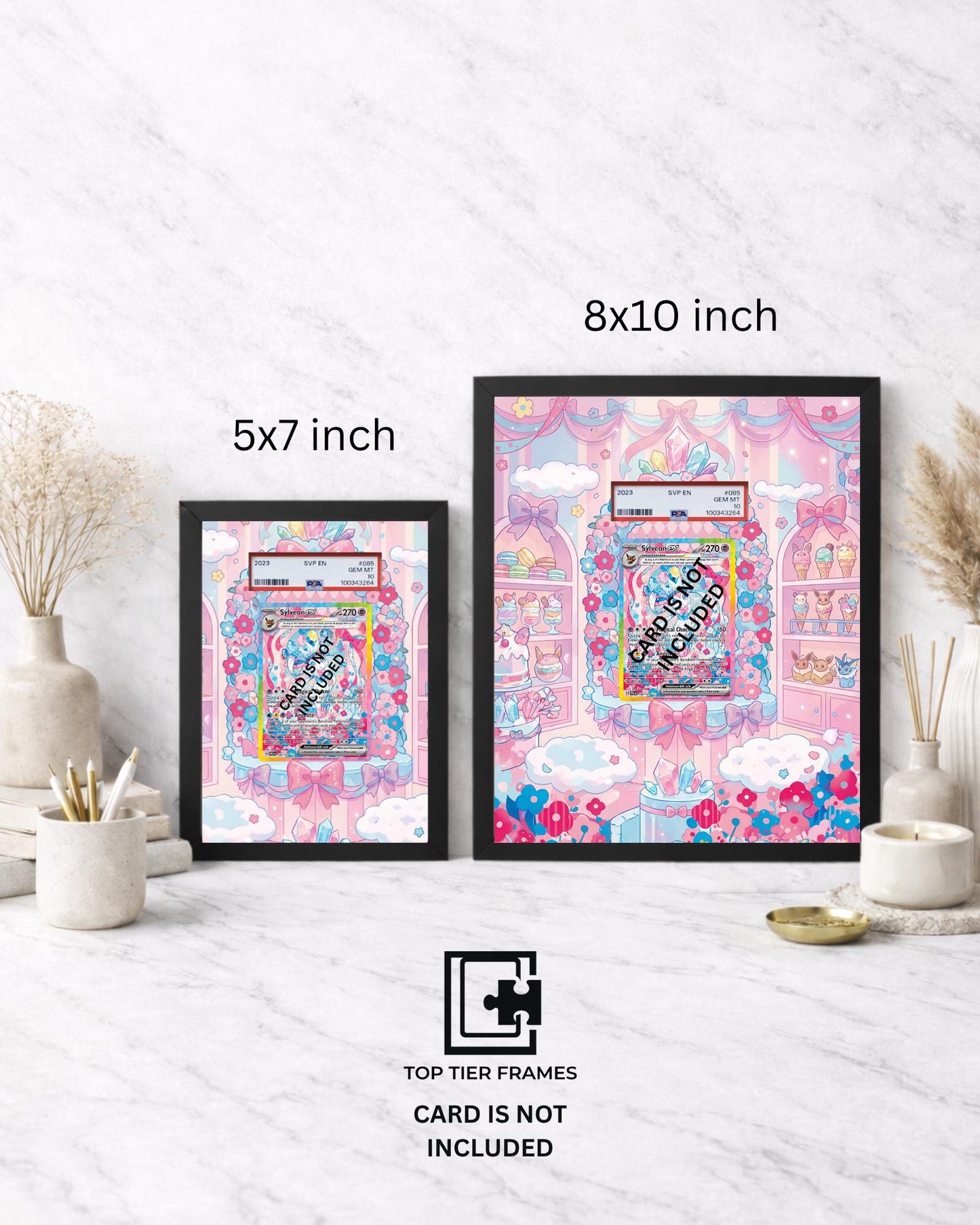 Premium Frame for Sylveon from Prismatic Evolutions | 8x10 / 5x7 Graded Slab or Raw Card Display | Extended Art Wall Decor