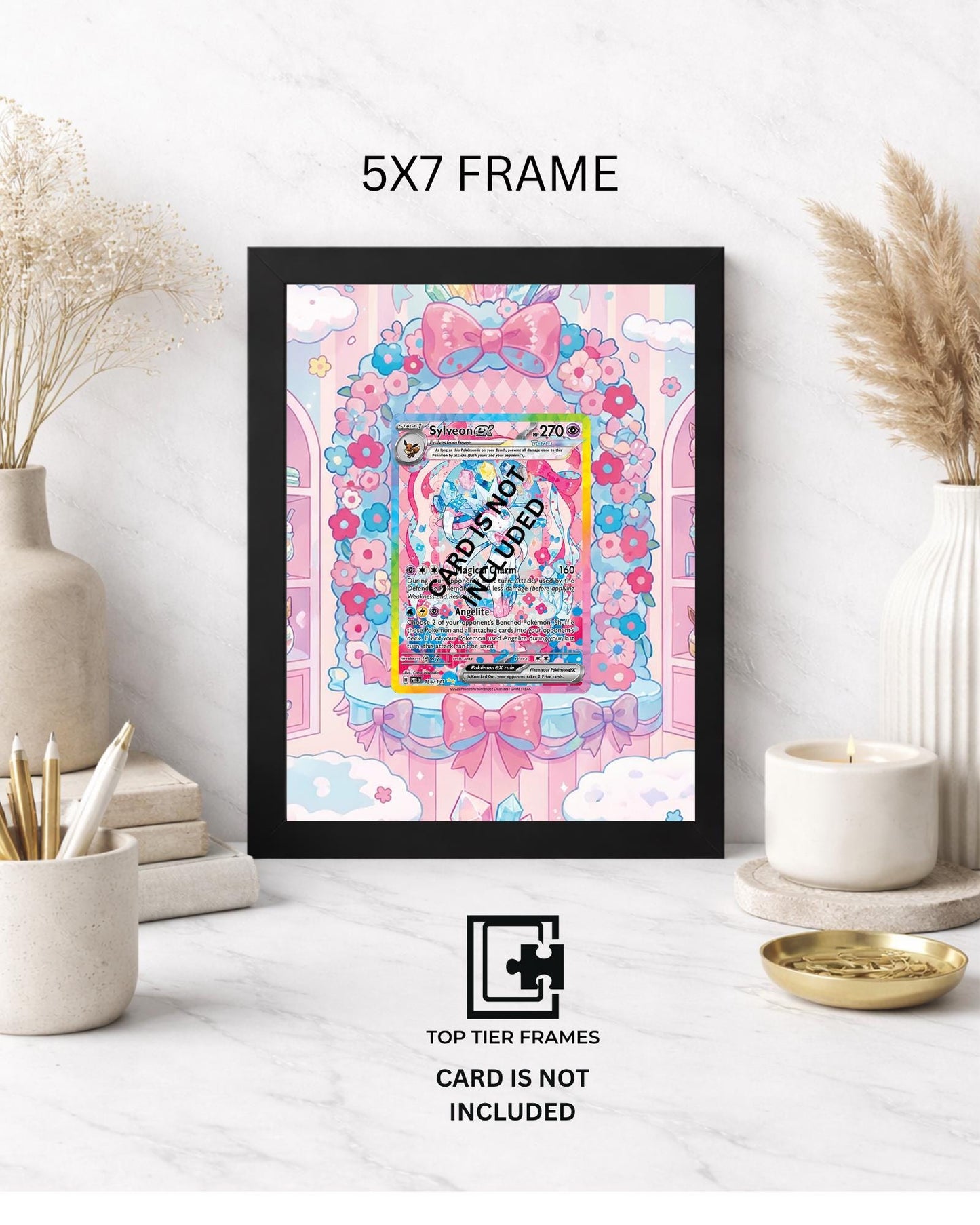 Premium Frame for Sylveon from Prismatic Evolutions | 8x10 / 5x7 Graded Slab or Raw Card Display | Extended Art Wall Decor