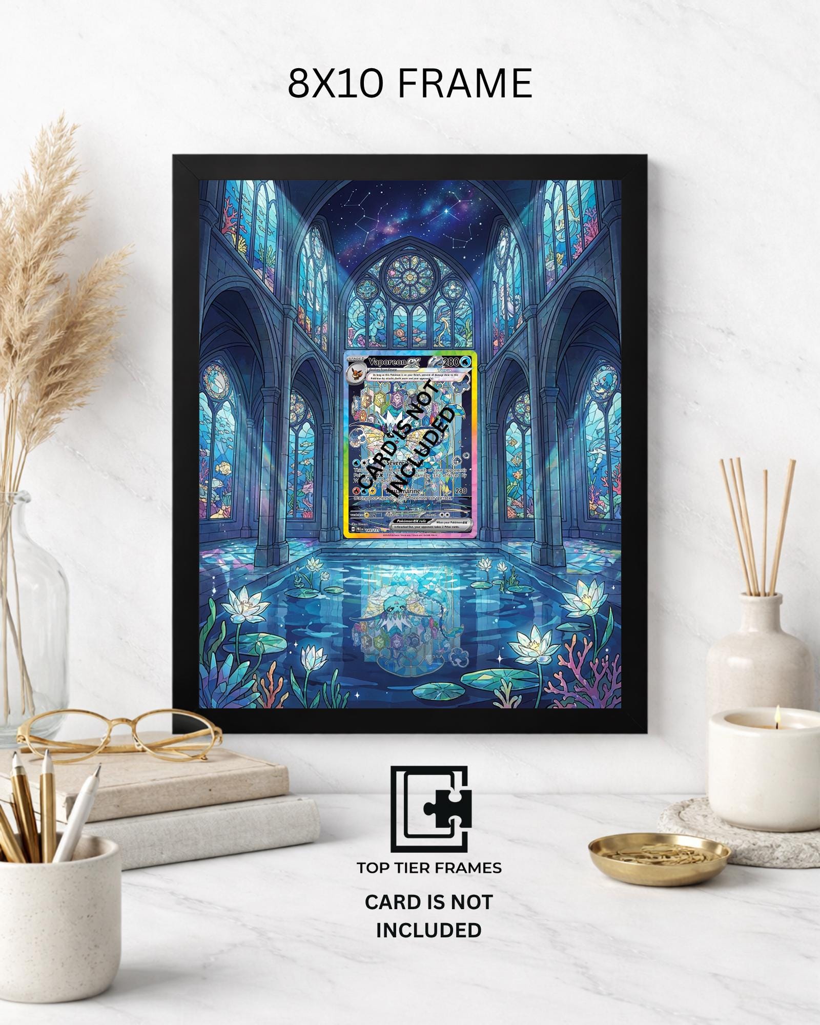 Vaporeon from Prismatic Evolutions Pokémon TCG card display frame - extended art wall decor