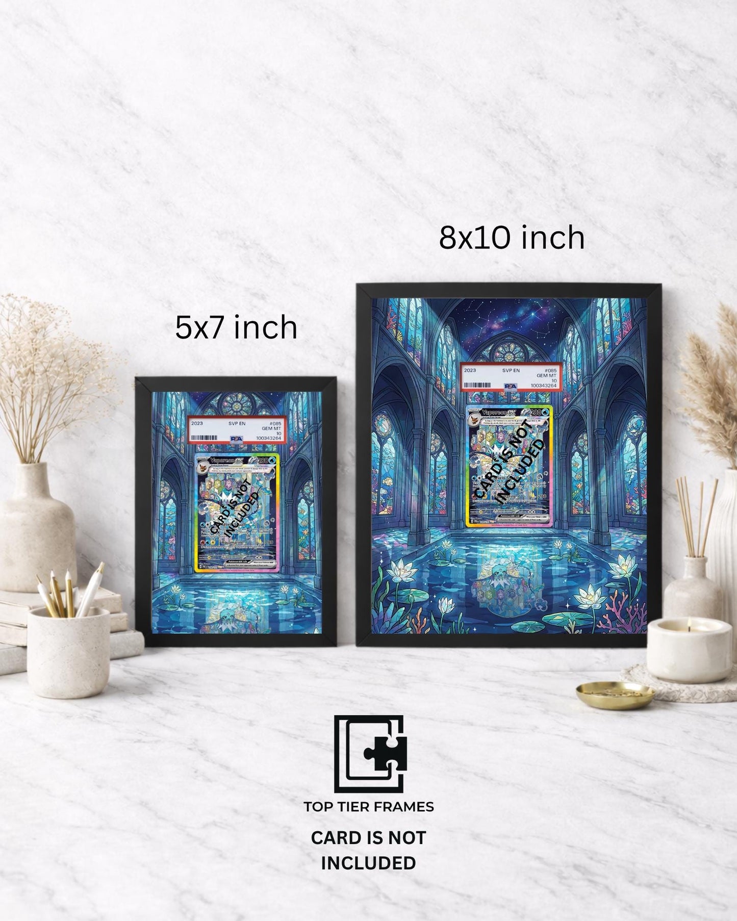 Premium Frame for Vaporeon from Prismatic Evolutions | 8x10 / 5x7 Graded Slab or Raw Card Display | Extended Art Wall Decor