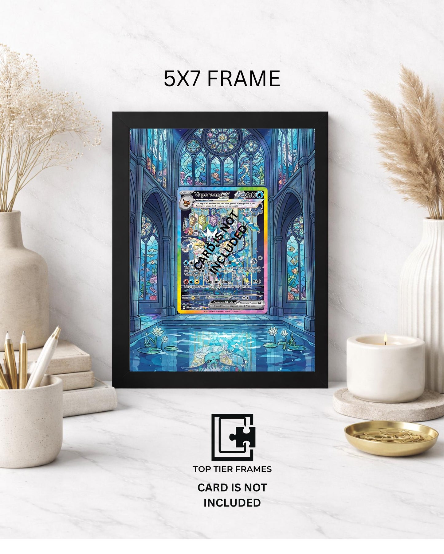 Premium Frame for Vaporeon from Prismatic Evolutions | 8x10 / 5x7 Graded Slab or Raw Card Display | Extended Art Wall Decor