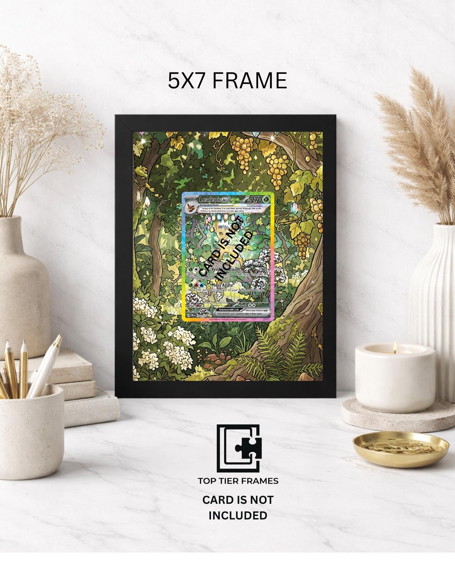 Premium Frame for Leafeon from Prismatic Evolutions | 8x10 / 5x7 Graded Slab or Raw Card Display | Extended Art Wall Decor