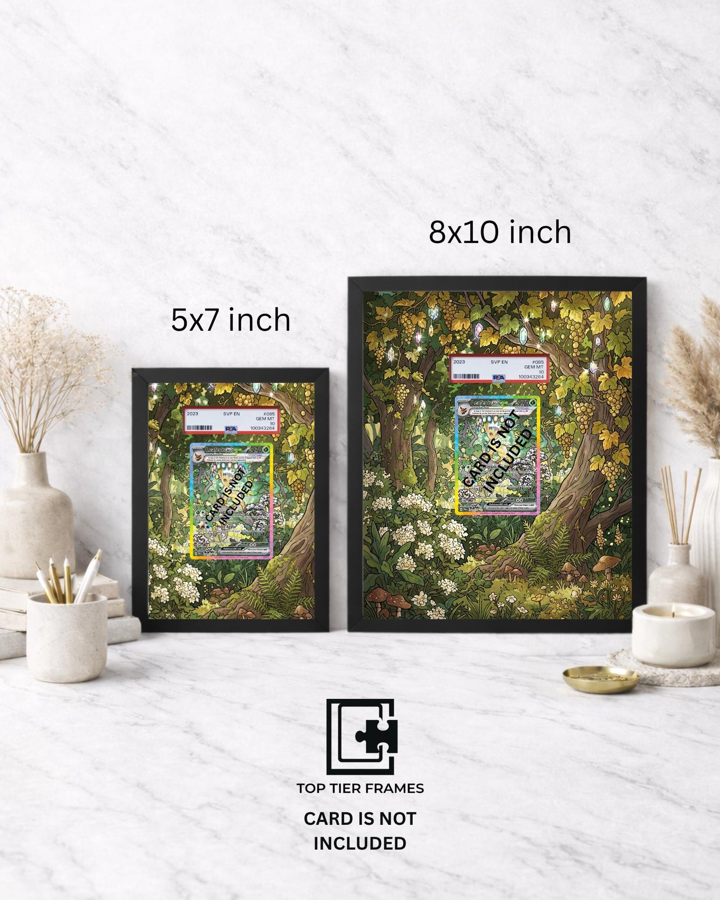 Premium Frame for Leafeon from Prismatic Evolutions | 8x10 / 5x7 Graded Slab or Raw Card Display | Extended Art Wall Decor