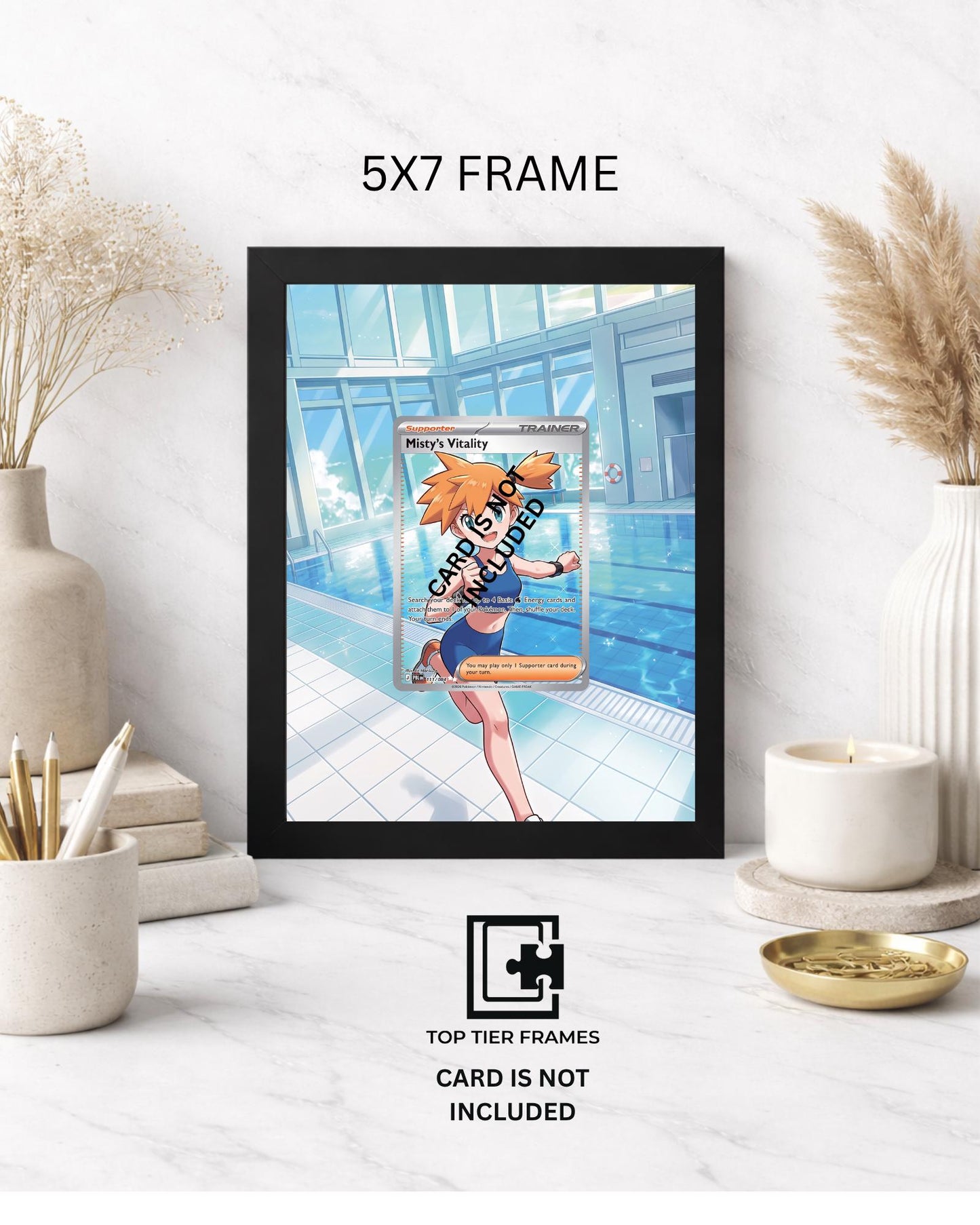 Art Display Frame for Misty's Vitality Trainer | Water Gym Card Gallery Showcase | Accessory for Pokémon TCG