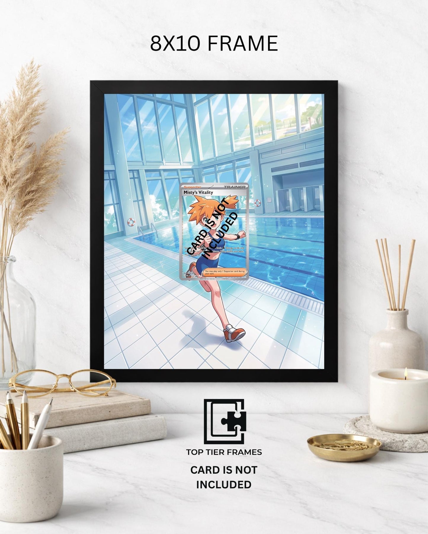 Art Display Frame for Misty's Vitality Trainer | Water Gym Card Gallery Showcase | Accessory for Pokémon TCG