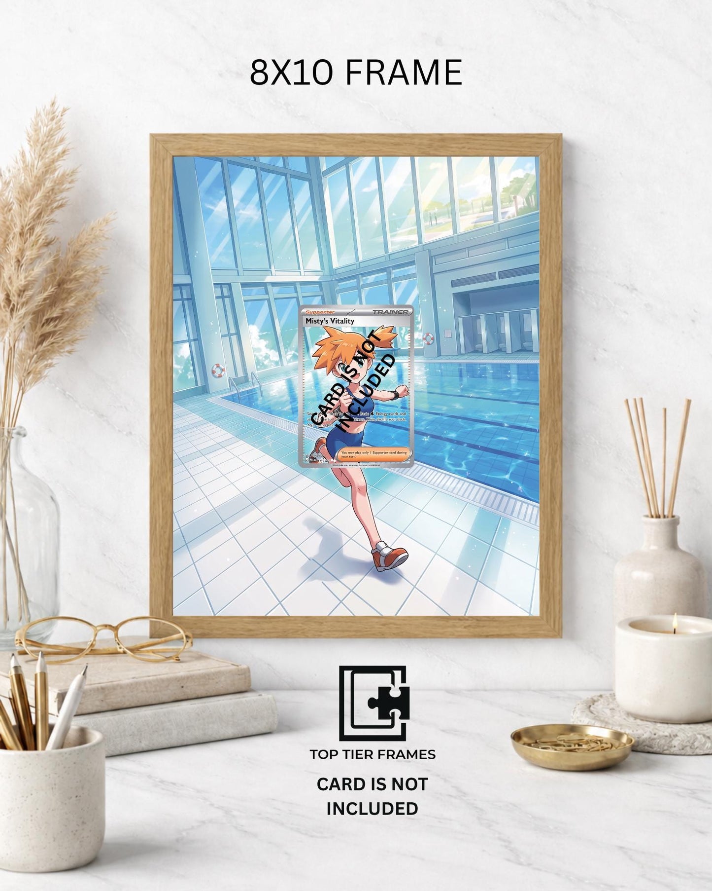 Art Display Frame for Misty's Vitality Trainer | Water Gym Card Gallery Showcase | Accessory for Pokémon TCG