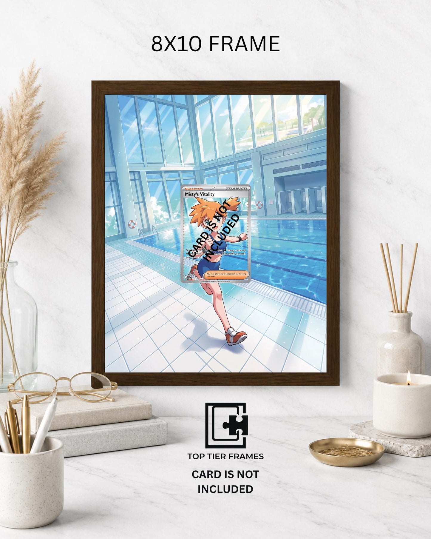 Art Display Frame for Misty's Vitality Trainer | Water Gym Card Gallery Showcase | Accessory for Pokémon TCG