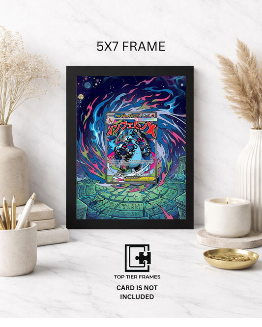 Art Display Frame for Mega Charizard X EX | Dragon Fire Gallery Showcase | Accessory for Pokemon TCG