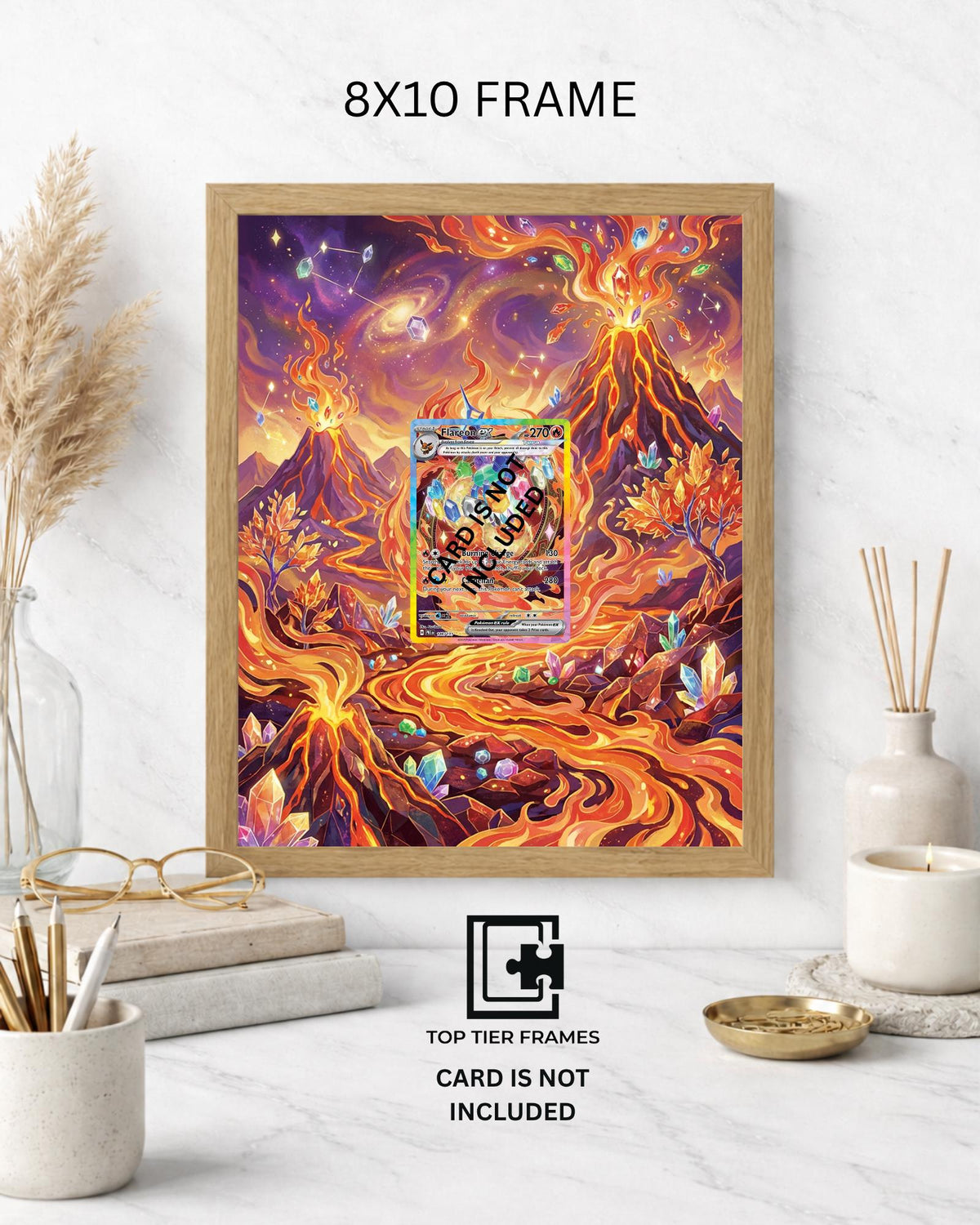 Art Display Frame for Flareon ex | Prismatic Volcano Gallery Showcase | Accessory for Pokemon TCG