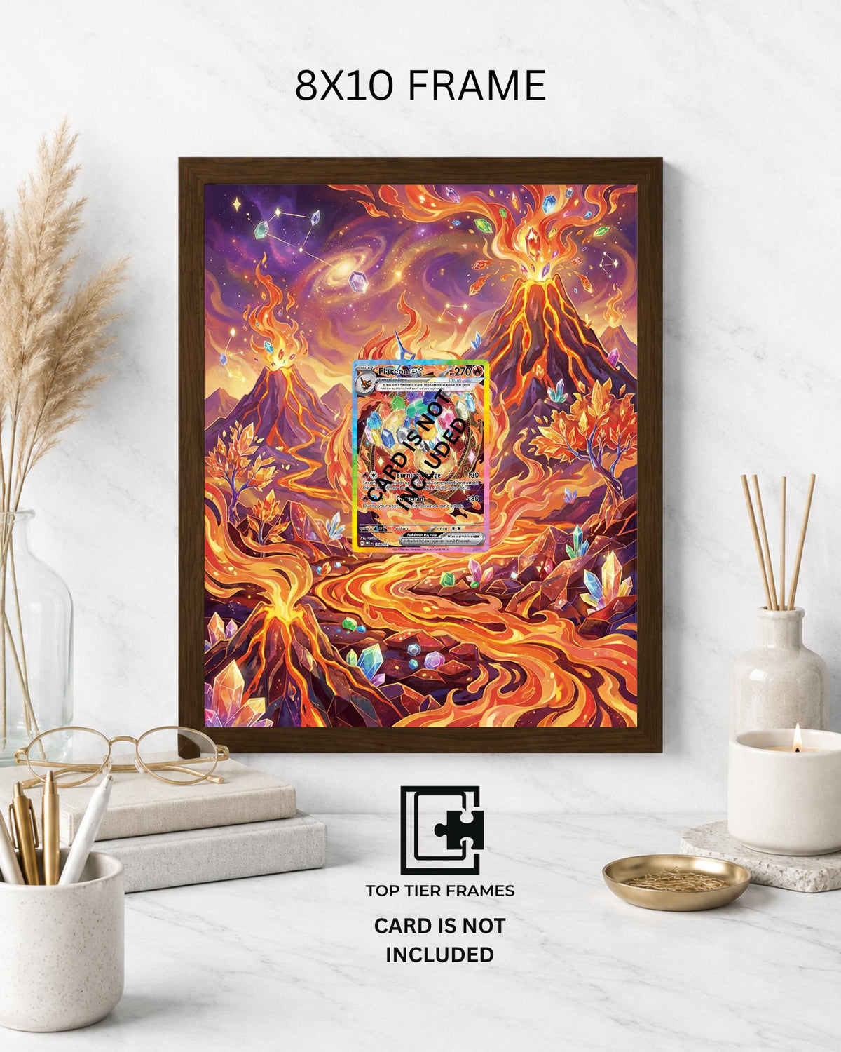 Art Display Frame for Flareon ex | Prismatic Volcano Gallery Showcase | Accessory for Pokemon TCG